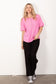 VERY J Twisted Sleeve Band Half Button Top