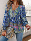 Bohemian Tie Neck Lantern Sleeve Blouse