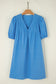 Pocketed V-Neck Short Sleeve Dress